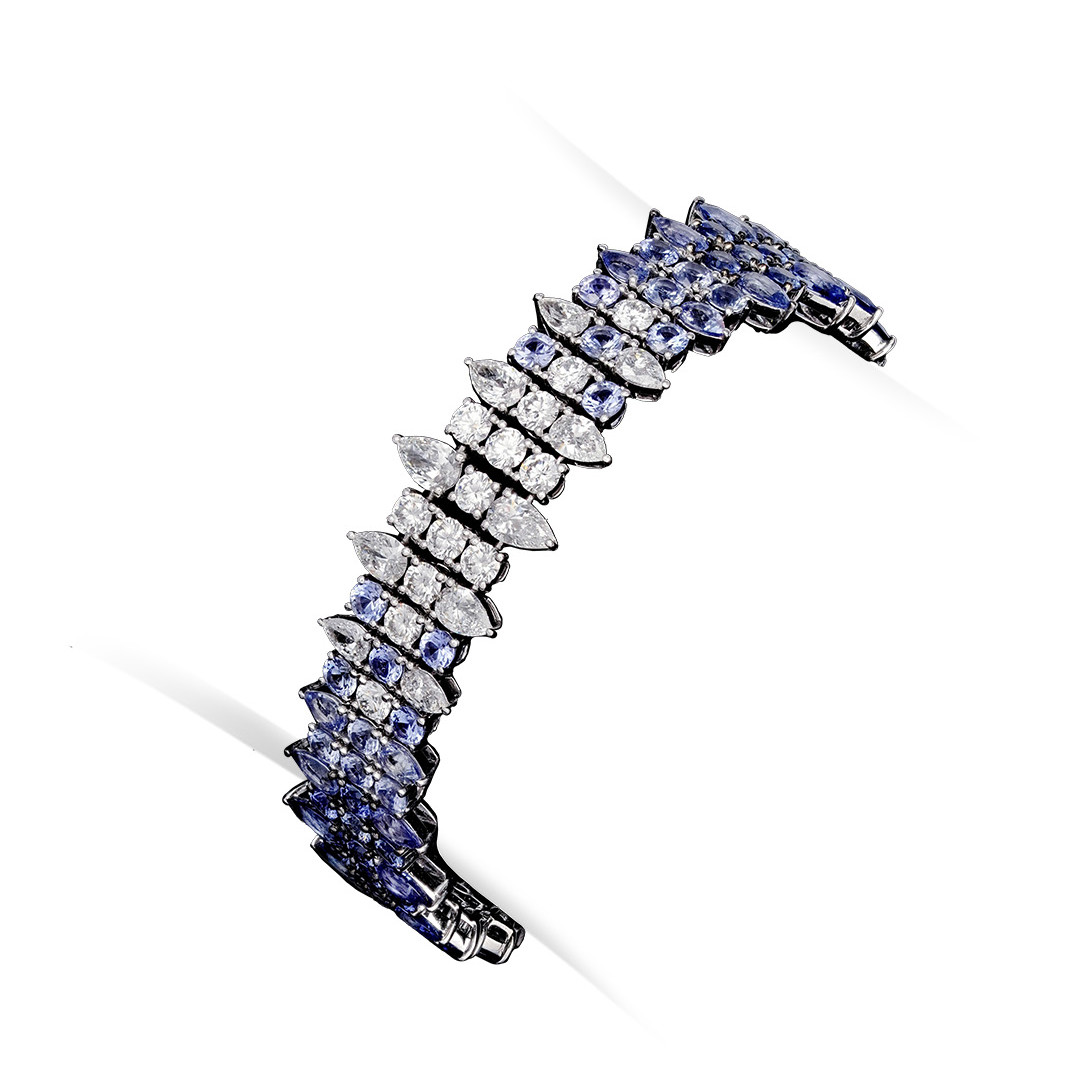 Bleu Baiser Bracelet mit Diamanten und Safiren