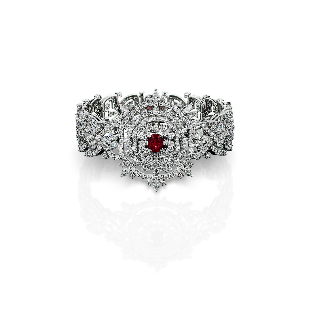Orient originel Bracelet mit Diamanten und einem Rubin