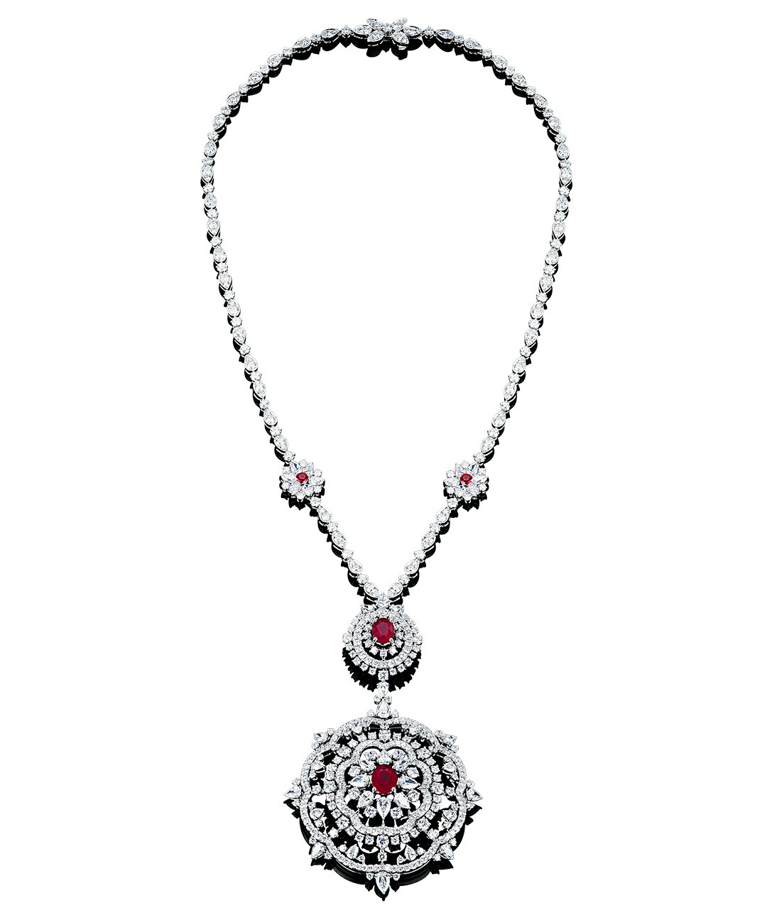 Orient originel Collier lang mit Diamanten und Rubinen